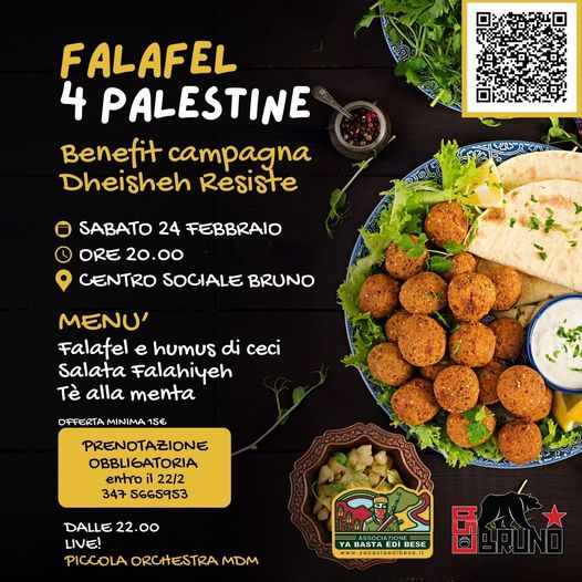 FALAFEL 4 PALESTINE | Cena sociale benefit campagna “Dheisheh Resiste”