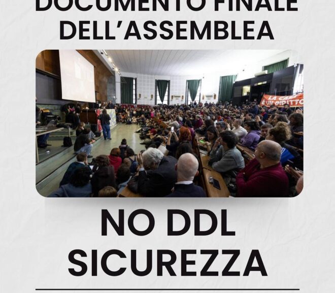 NO DDL SICUREZZA – Assemblea Nazionale Rete A Pieno Regime